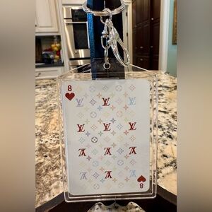 Authentic Louis Vuitton Playing Card Keychain or Accessory - Eight of Hearts